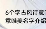 6个字古风诗意唯美名字 6个字古风诗意唯美名字介绍